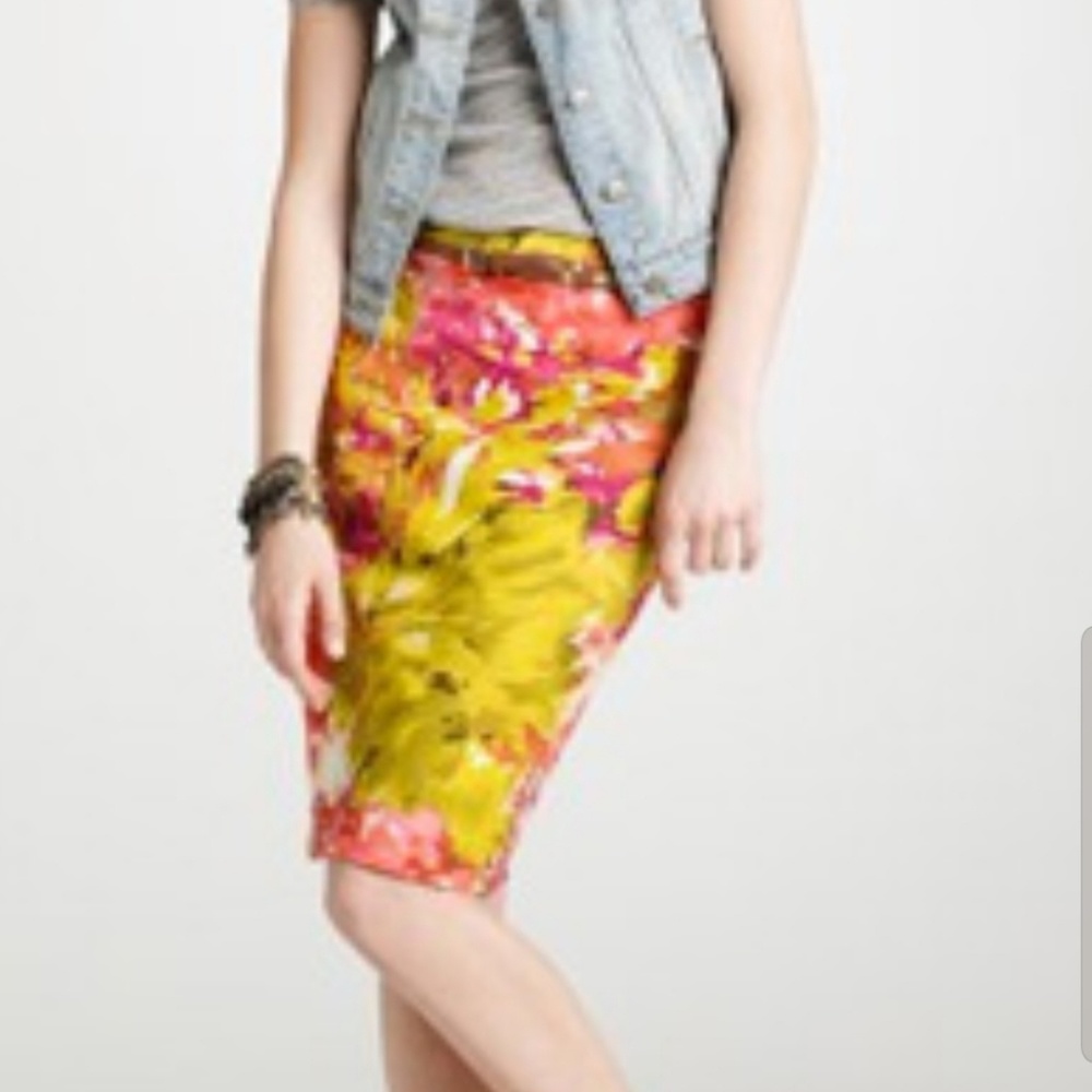 J. Crew vibrant floral pencil skirt